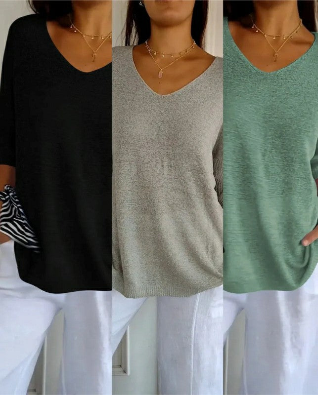 Compre 1 Leve 3 Blusinhas Luna® com decote V e Malha Leve